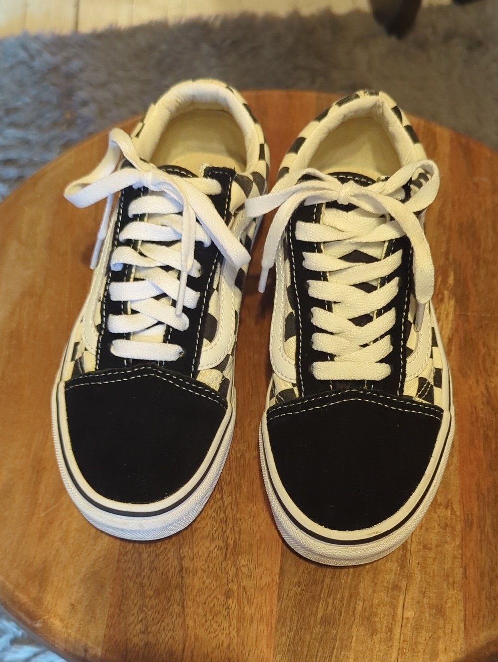 Vans Kids Black & White Checkerboard Lace-Up Sneakers